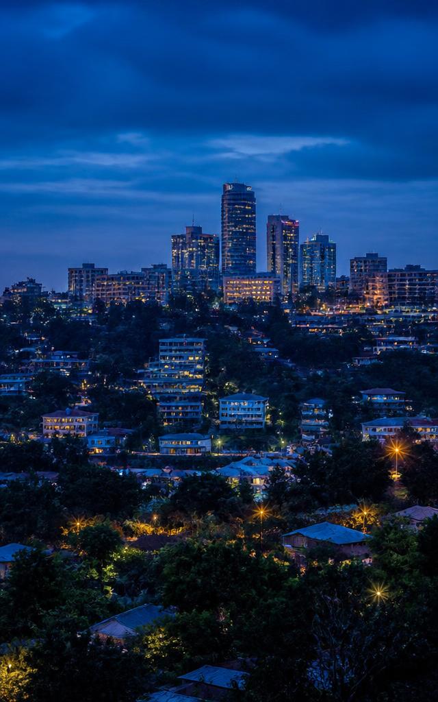 Vue de Kigali à la tombée du jour